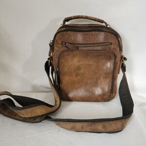 Jack and Chris Leather Bag Brown Full Zip Close Crossbody Satchel